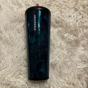 Starbucks Teal Green Floral Vine Venti Tumbler 24oz